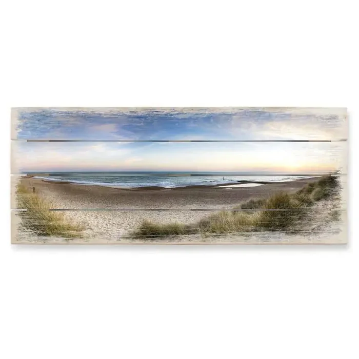 Holzbild Strandpanorama – Panorama – 100×40 cm