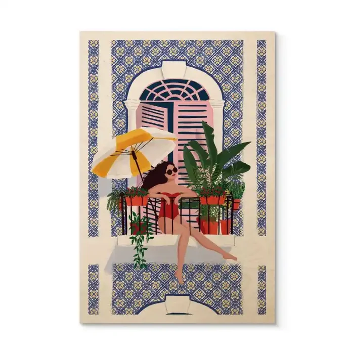 Holzbild Urlaub auf dem Balkon – Tomljanovic