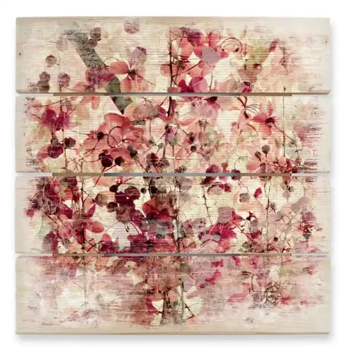 Holzbild Vintage Blütenmuster – 40×41,5 cm