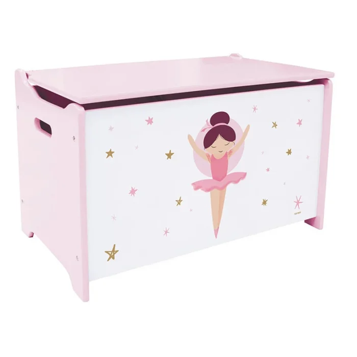 Holzspielzeugtruhe Kind Jemini Ballerine [Größe 58x36x40 cm]