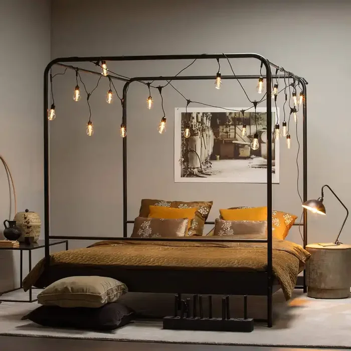 Industrial Himmelbett Metallbett Koje Schwarz Metall 160