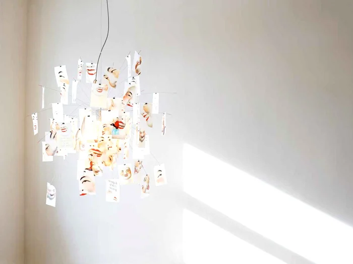 Ingo Maurer Zettel’z 5 Laughing Buddha Pendelleuchte Entworfen von Ingo Maurer