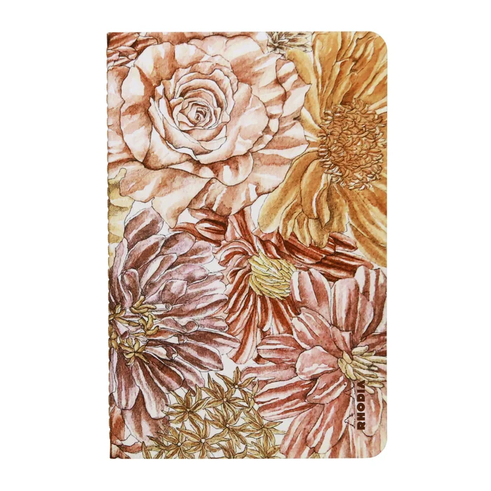 Injektionsnotizbuch 64 Seiten elfenbeinfarbenes Papier Soft-Touch-Einband mit Blumenmuster Rhodia Botanique [Größe 11×17 cm]