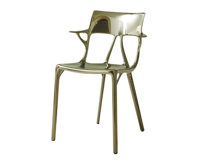 Kartell AI Metallischer Stuhl Entworfen von Philippe Starck