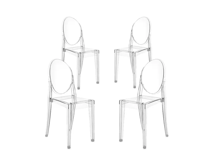 Kartell Victoria Ghost Set 4 Stühle Entworfen von Philippe Starck
