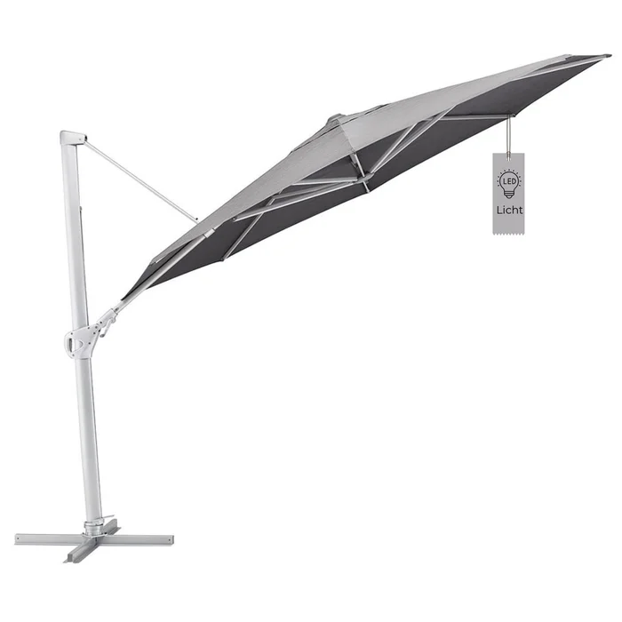 Kettler Ampelschirm LED 350 Sonnenschirm rund silber /charcoal