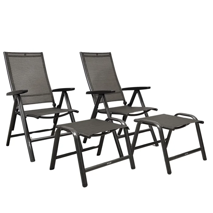 KETTLER Set 2x Klappsessel 2x Hocker CROWD anthrazit