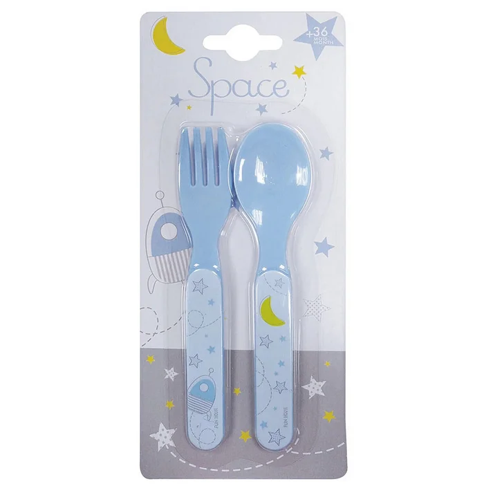 Kindergeschirr Gabel, Löffel Fun House Espace [Größe 2,5×0,5×13,5 cm]