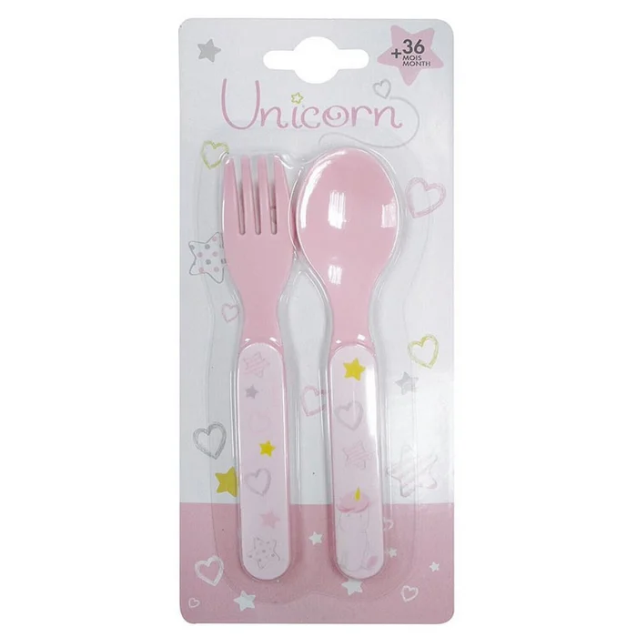 Kindergeschirr Gabel, Löffel Fun House Licorne [Größe 2,5×0,5×13,5 cm]