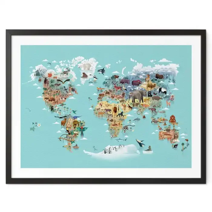 Kinderzimmer Poster World Map – Braun