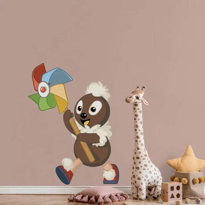 Kinderzimmer Wandtattoo Unser Sandmännchen – Pittiplatsch mit Windrad