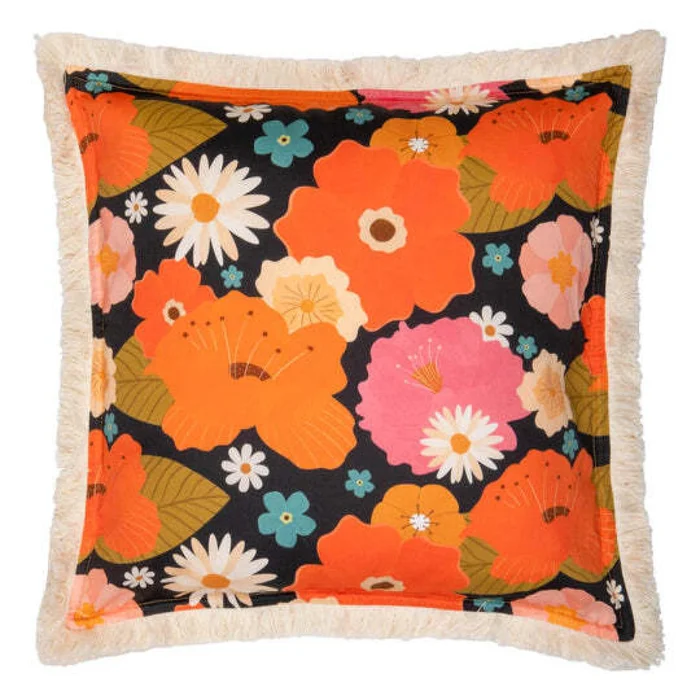 Kissenbezug mit Fransen Moi Mili Picnic With Flowers