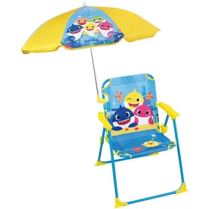 Klappstuhl mit Sonnenschirm Kind Fun House Baby Shark [Größe 53x39x39 cm]