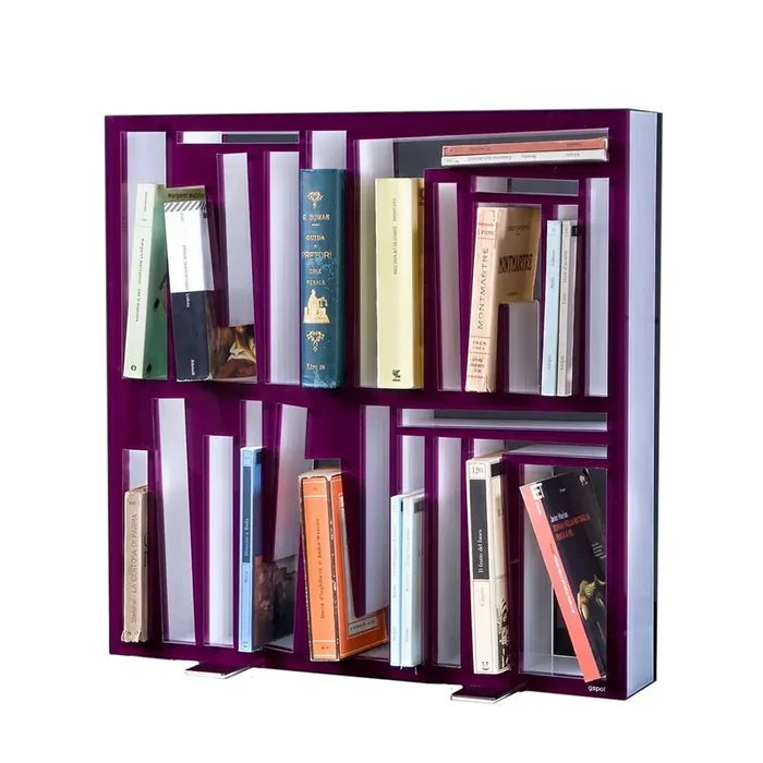 Kleines Plexiglas-Bücherregal BOOKSHAPE – Lila von Lettera G – Limitierte Auflage