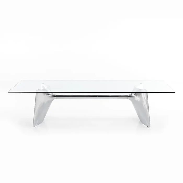 Kristall- und Aluminiumtisch FRATINO von Jeff Miller für Baleri Italia – H 73 x B 220 x T 110