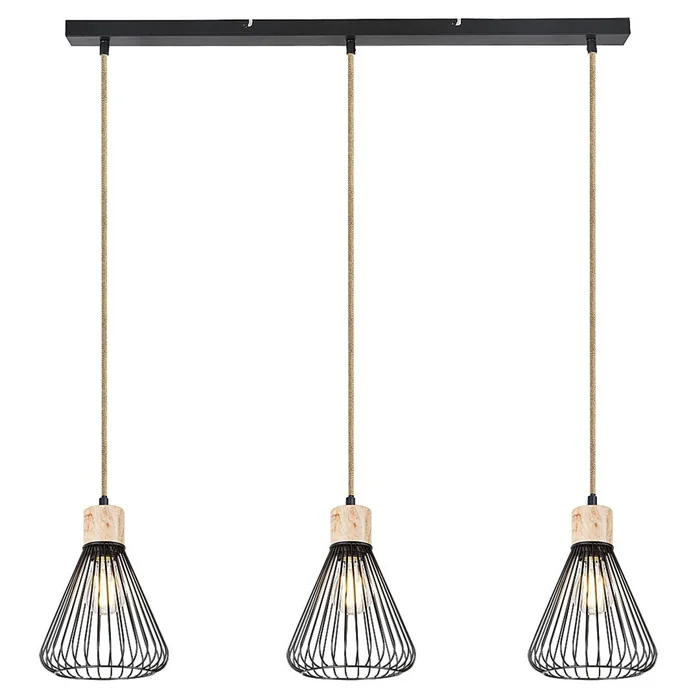 Kronleuchter Hängeleuchte innen Metallteile mit Holzschale Rabalux [Größe 81×19,5×19 cm]