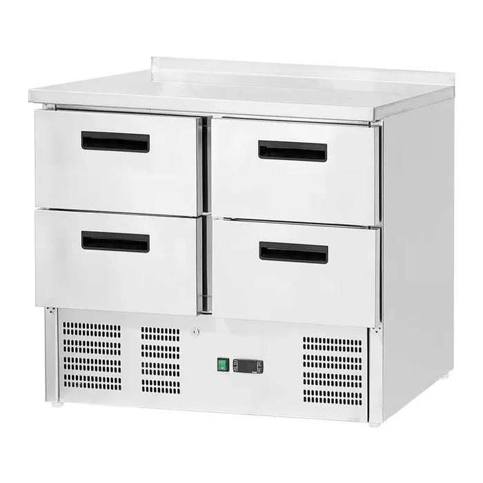Kühltisch mit vier Schubladen, Abmessung 900 x 700 x 880 mm (BxTxH)