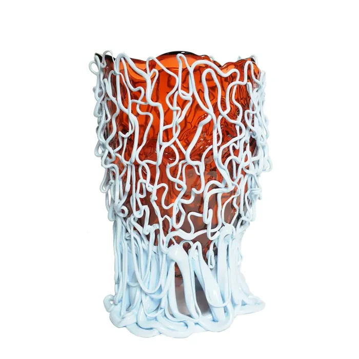 Kunstharz-Vase MEDUSA – Rot und Hellblau – von Gaetano Pesce für Fish Design – S – H 19 x Ø 10,5