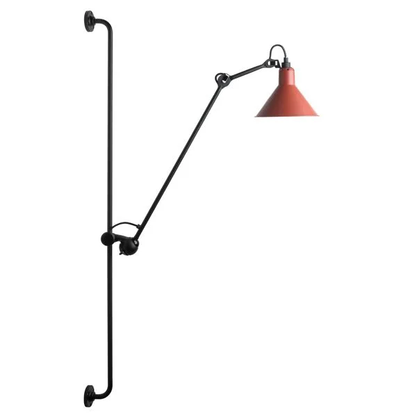 Lampe Gras N214 Wandleuchte Matt Schwarz & Rot