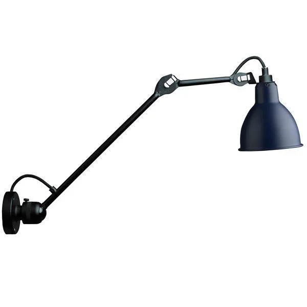 Lampe Gras N304 L40 Wandleuchte Matt Schwarz & Blau Verdrahtet