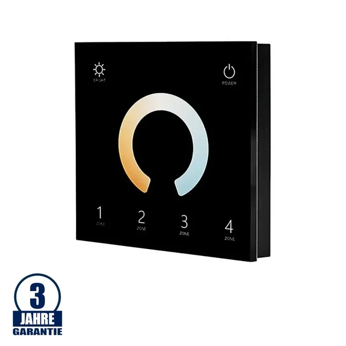 LED DMX-RF 4 Zonen CCT Wandcontroller schwarz