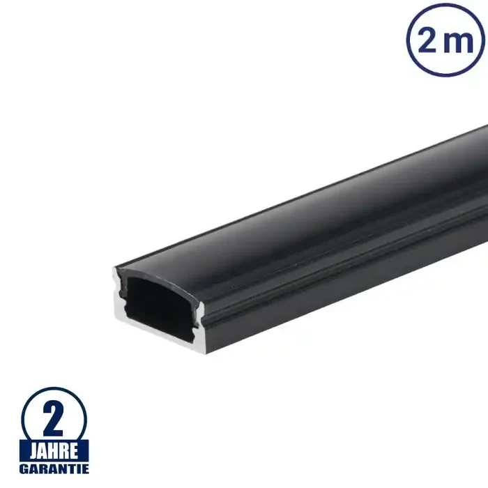 LED Profil Micro Schwarz 2m SET mit schwarzer Abdeckung