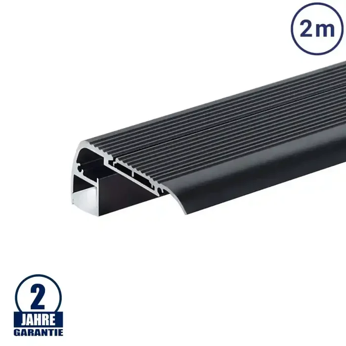 LED Treppenabschlussprofil Schwarz 2m SET