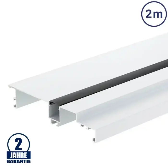 LED Wand/Deckenanschlussprofil Weiß 2m SET OP mit schwarzer Abdeckung