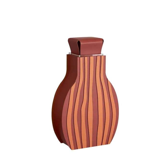 Leder-Dekorationsobjekt VASE OTTO GRAPHIC von Gianpaolo Venier für ADJ STYLE – Schwarz /Grau / H 38 x B 37 x T 9