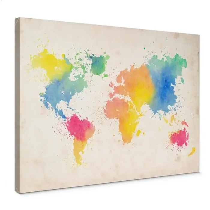 Leinwandbild Weltkarte – Watercolour