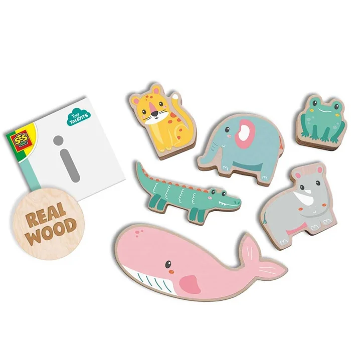 Lernspiele Tiere aus Holz zum Balancieren und Stapeln SES Creative Tiny Talents [Größe 4x20x20 cm]