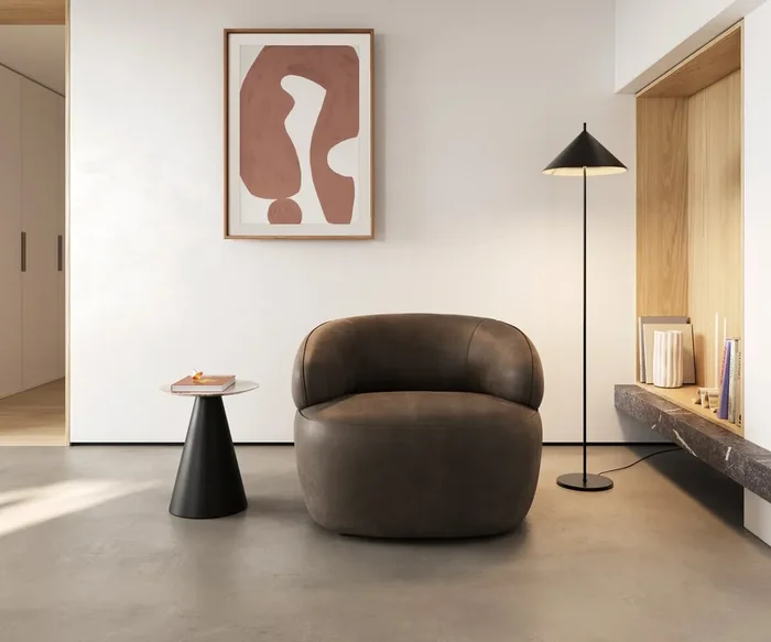 Loungesessel Nova 88×88 cm Mikrofaser Taupe Vintage