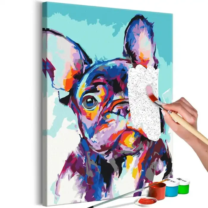 Malen nach Zahlen Leinwandbild – Porträt einer Bulldogge – 40×50 cm – mit Keilrahmen – bespannt