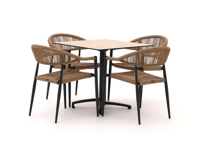 Manifesto Belpasso/Canzo 80 cm Gartenmöbel-Set 5-teilig stapelbar klappbar