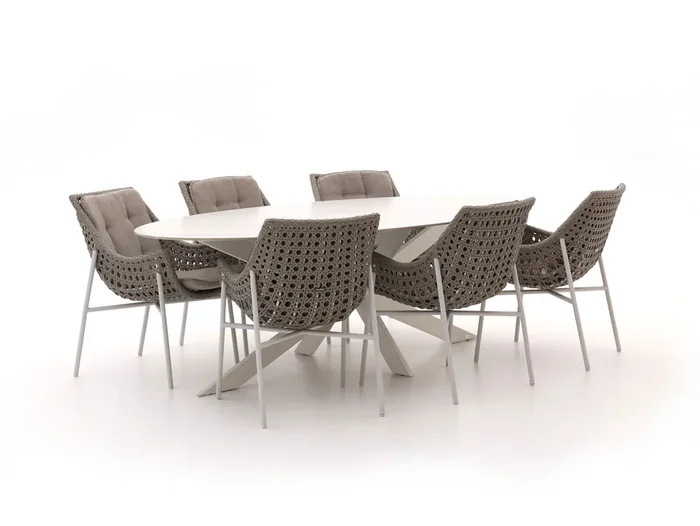 Manifesto Novara/Furato ellips 240 cm Gartenmöbel-Set 7-teilig