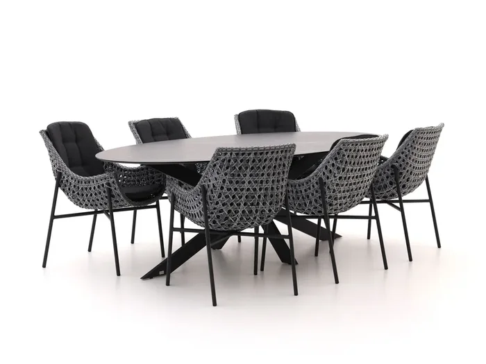 Manifesto Novara/Furato ellips 240 cm Gartenmöbel-Set 7-teilig