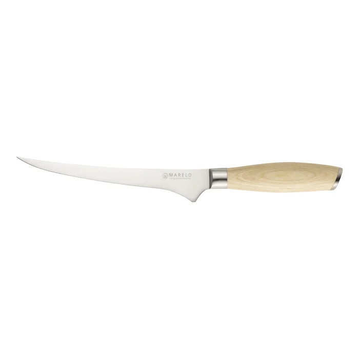 Mareld Akio Japanisches Flexibles Filetiermesser 19 Cm, Helles Holz
