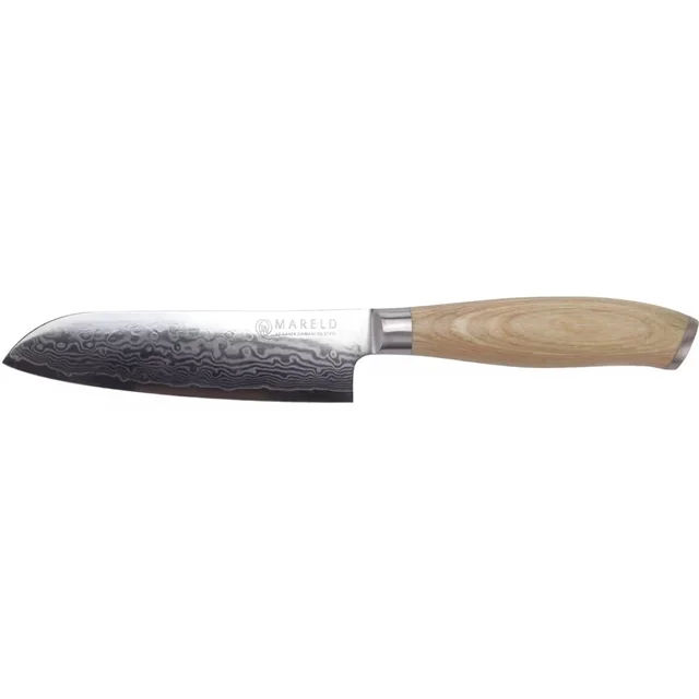 Mareld Akio Japanisches Santokumesser 13 cm Helles Holz