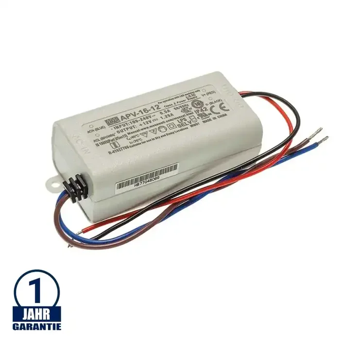 MEAN WELL 16W 12V DC Kunststoff Netzteil IP42