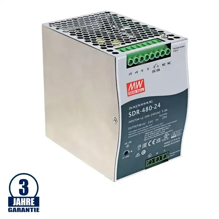 MEAN WELL 480W 24V DC Metall Tragschienen Netzteil