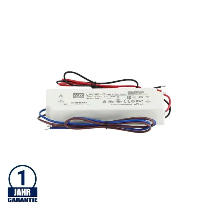 MEAN WELL 60W 12V DC Kunststoff Netzteil Wassergeschützt IP67