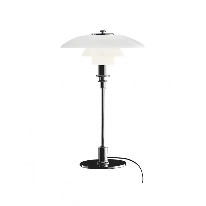 Moderne Disc Tischlampe aus Metall und Opalglas