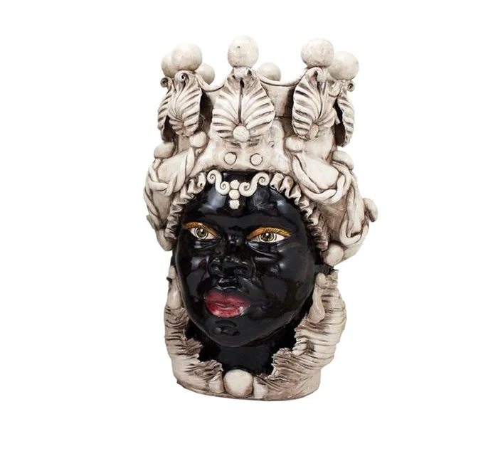 Mohd Selection Moorkopf und weiblicher Moorkopf große Vase – Altweiß