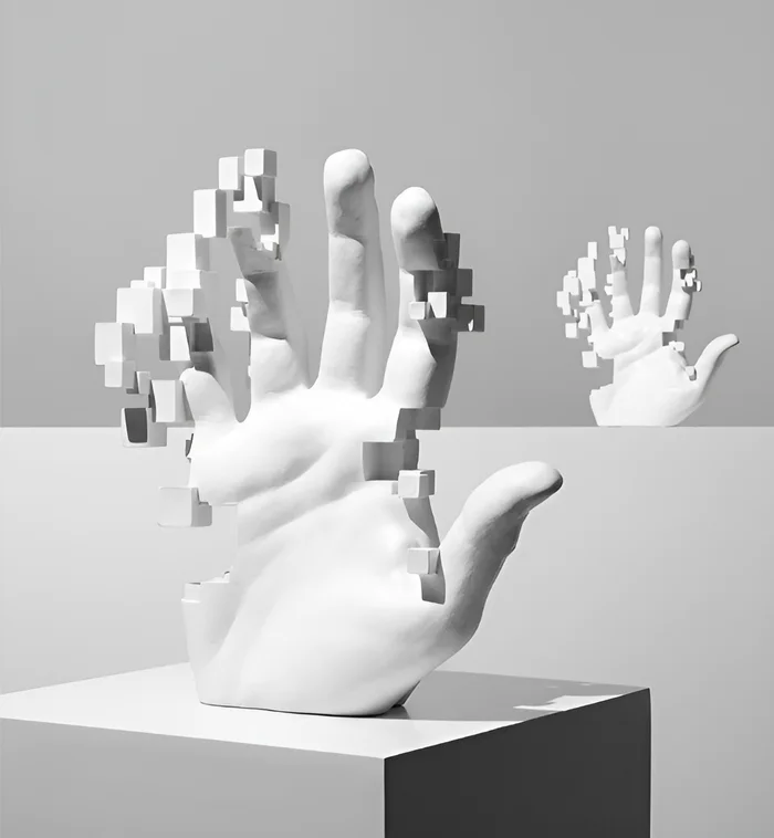 Mosaik-Hand Statue aus Harz – Abstrakte Palmfigur