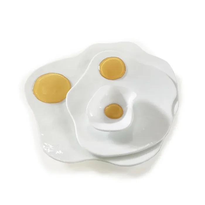 Muranoglas-Geschirrset FRIED EGG von D.i. Più Andretto Design – Für 2 Personen