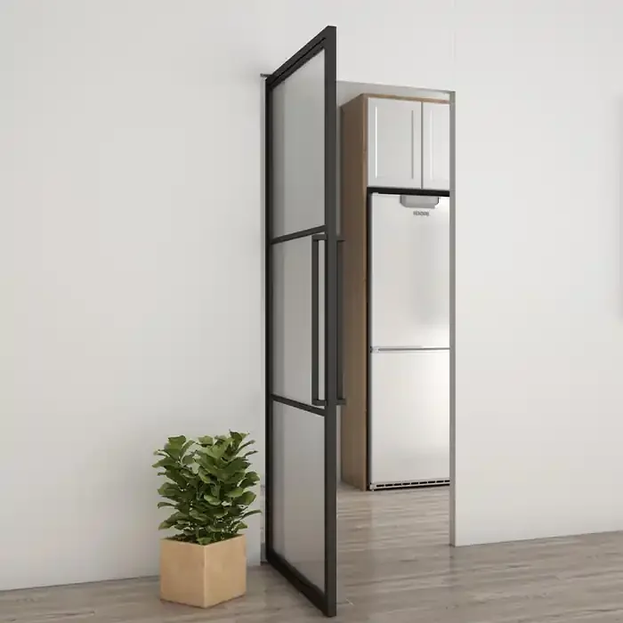 Nach Maß Stahl Pendeltür Smartline Mattes Glas