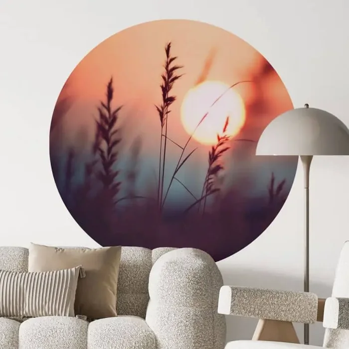 Natur Wandtattoo Gräser im Licht der glühenden Sonne – Treechild – Rund