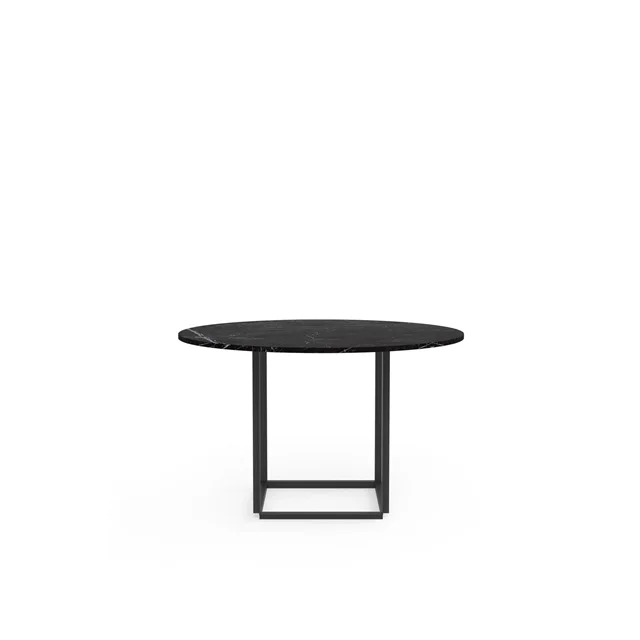 New Works Florence Esstisch Ø120 Aus Schwarzem Marquina-Marmor mit Schwarzem Rahmen