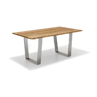 NOAH Gartentisch (Trapezkufe Edelstahl Teak)