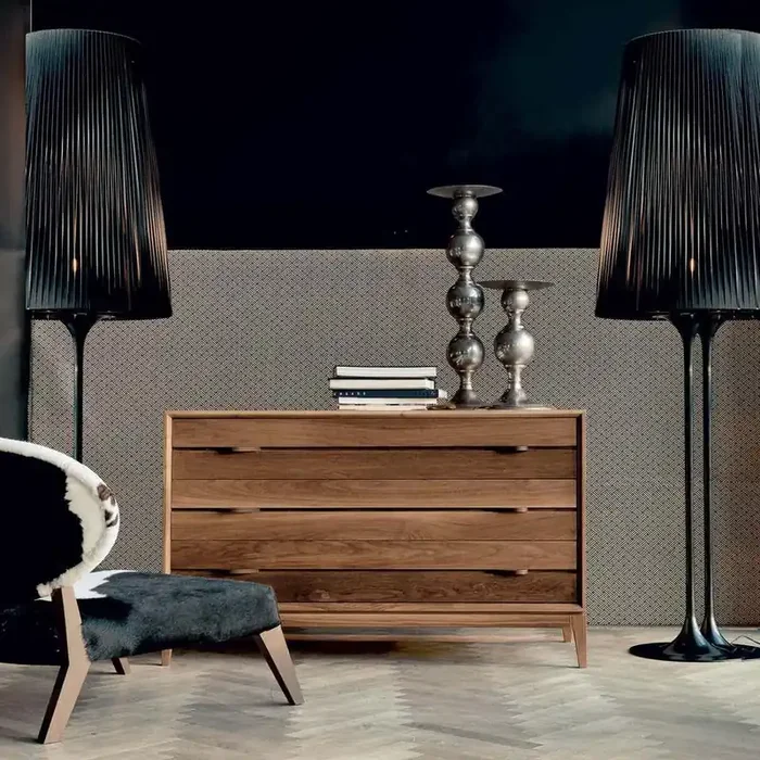 Nussbaumholz-Kommode BINARIO von Dale Italia – Natürliches Walnussholz